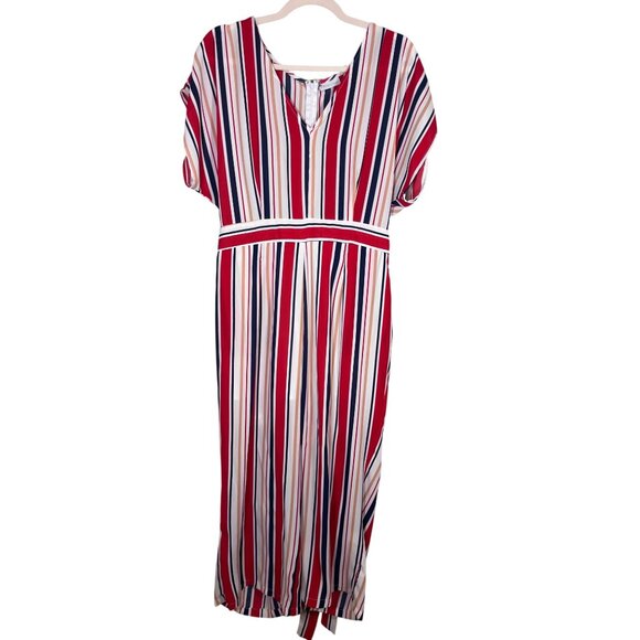 New York Company Striped Jumpsuit M Colorful Retro Classic Chic Preppy Circus - Picture 1 of 14